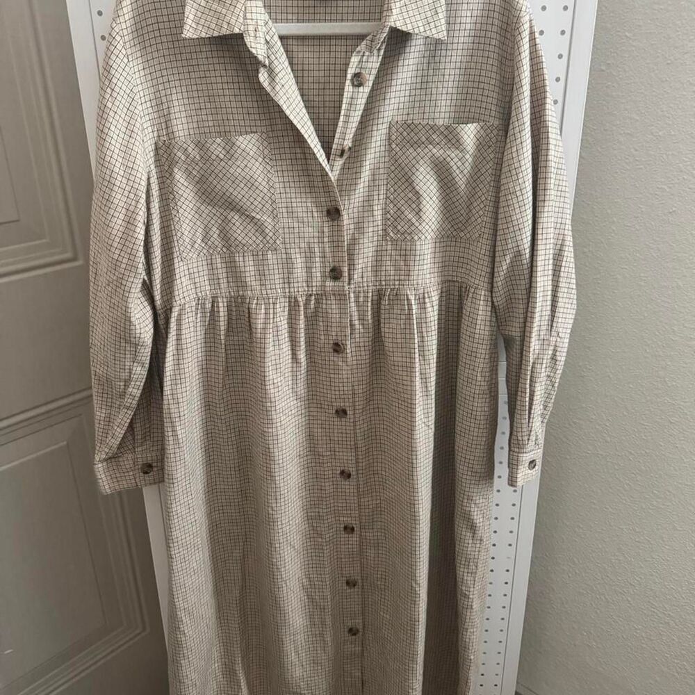 J.G. Hook Petite Vintage Plaid Button Front Midi Dress 14P